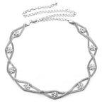 Braided Silver Mesh Chain with Centre Floral Diamante