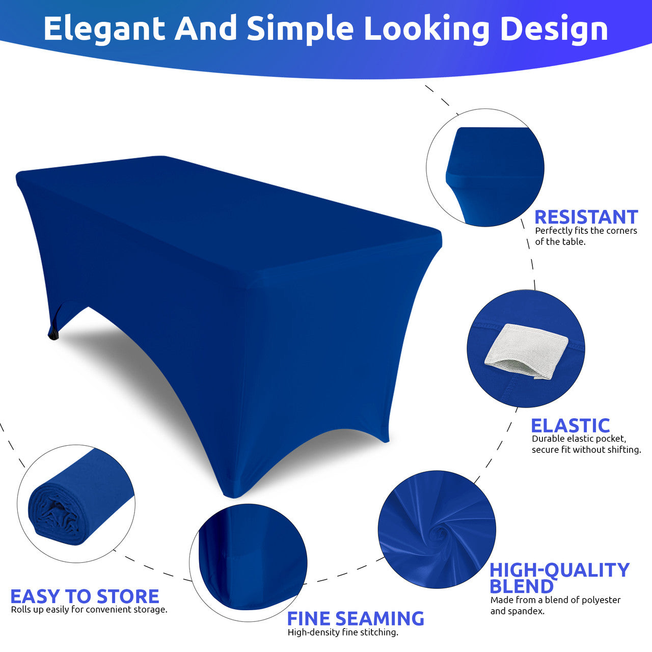 Rectangular Spandex Tablecloth - Royal Blue