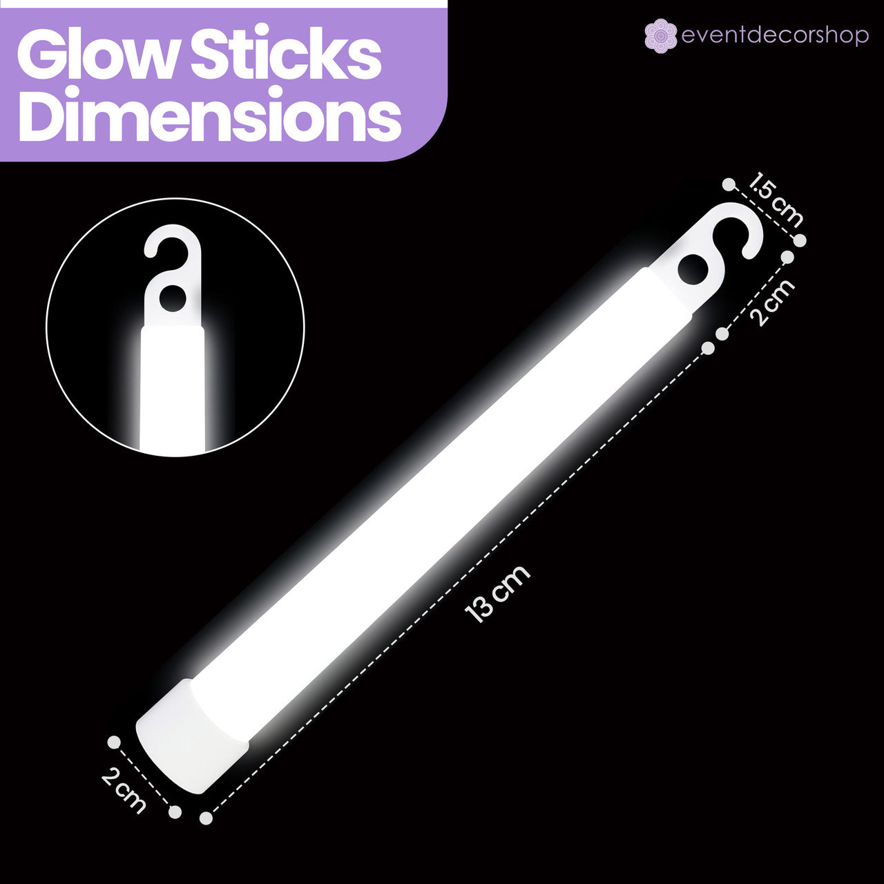 6" Premium Neon Glow Sticks (Pack of 25) - White