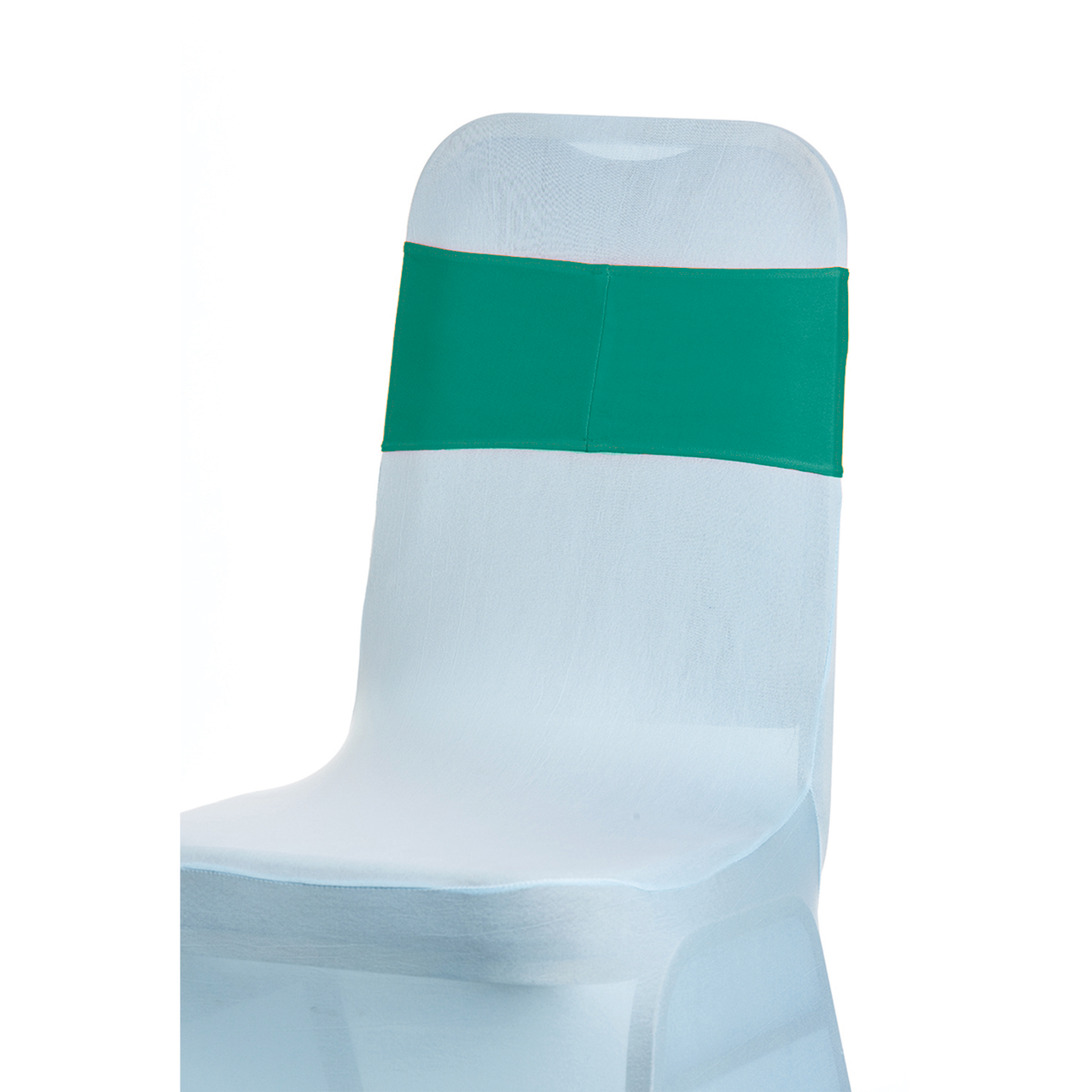Spandex Chair Band with Round Diamante Buckle - Turquoise