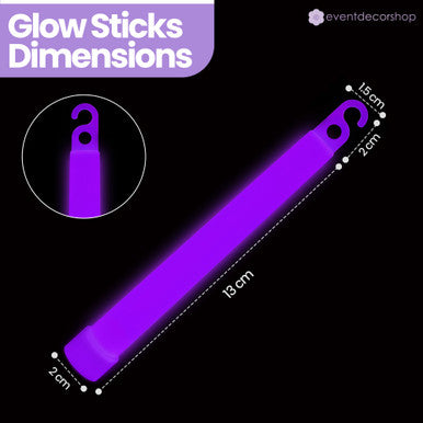 6" Premium Neon Glow Sticks (Pack of 25) - Purple