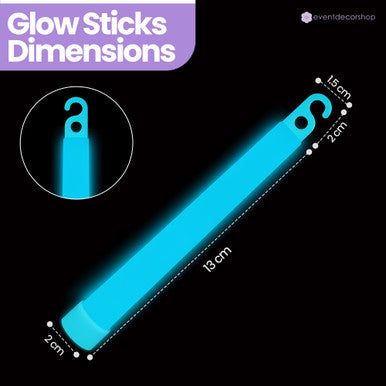 6" Premium Neon Glow Sticks (Pack of 25) - Aqua