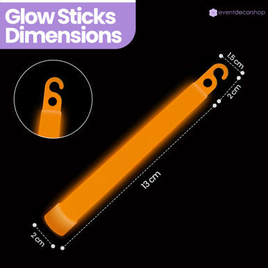 6" Premium Neon Glow Sticks (Pack of 25) - Orange