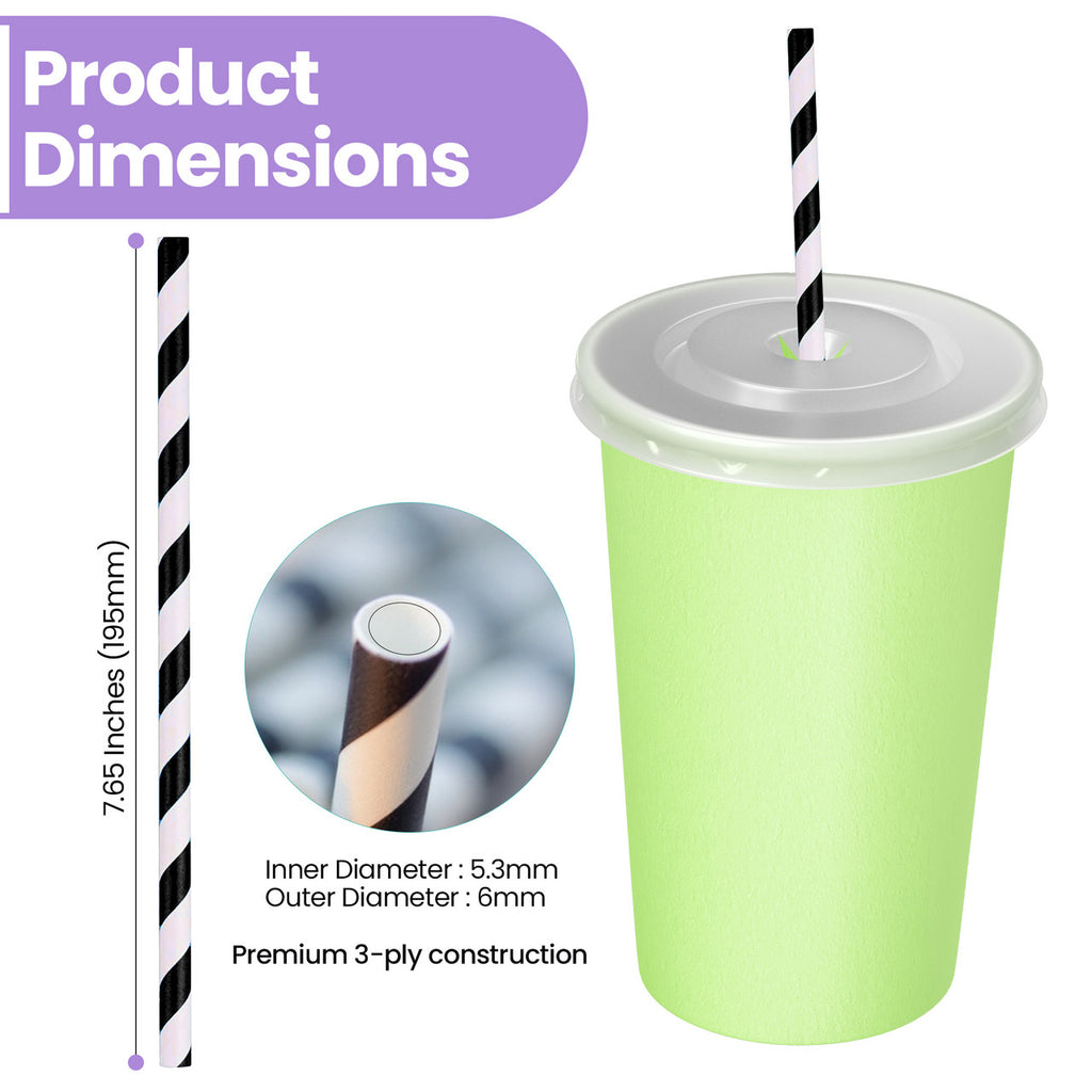 Black & White Biodegradable Paper Straws