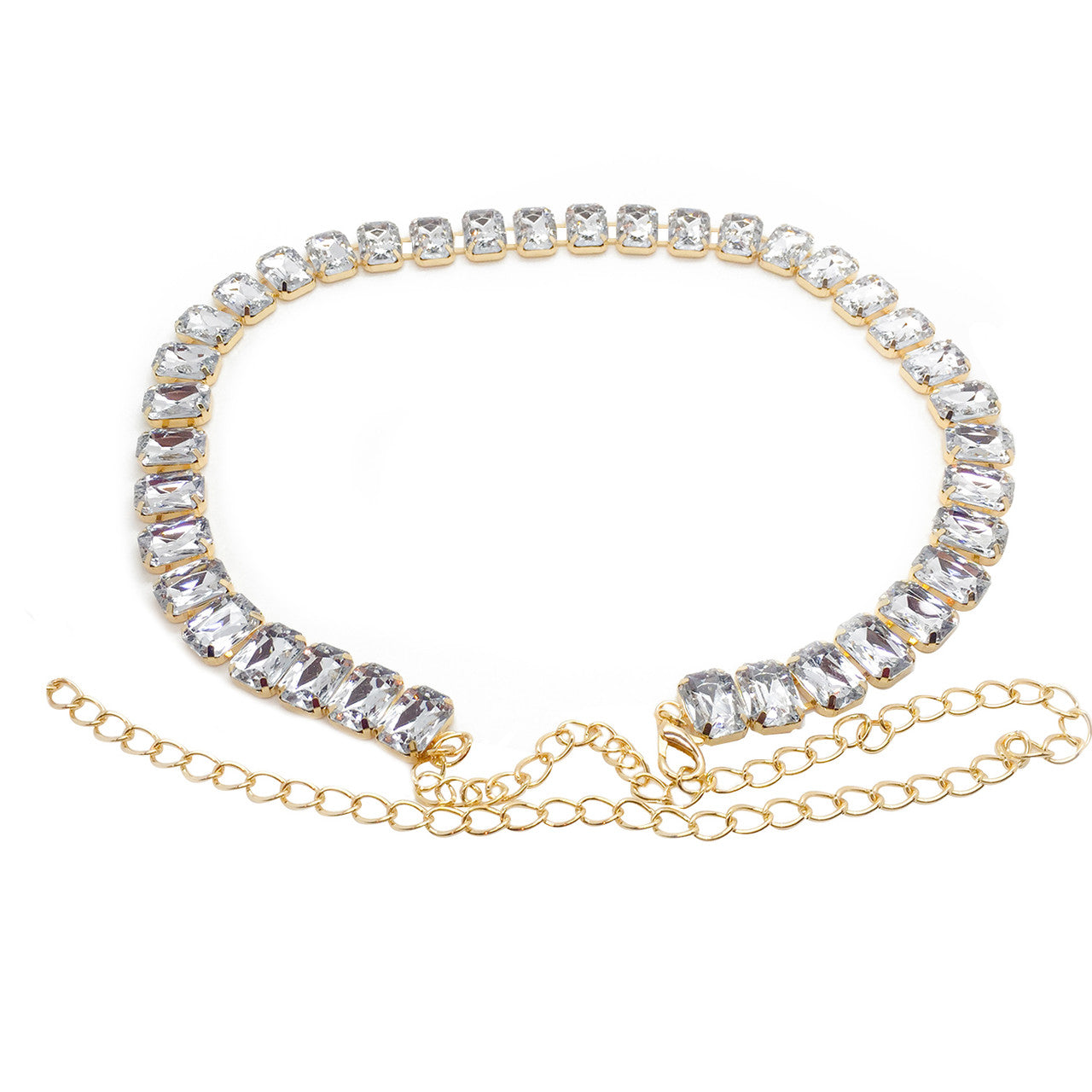 Large Diamante Crystals Belt - Gold