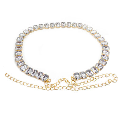 Large Diamante Crystals Belt - Gold