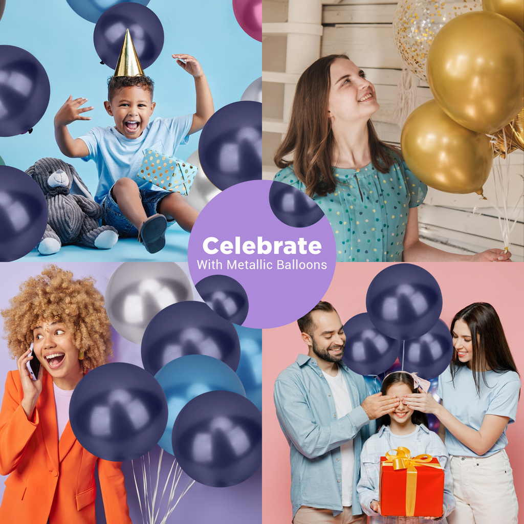 Metallic Shiny Balloons - Navy Blue