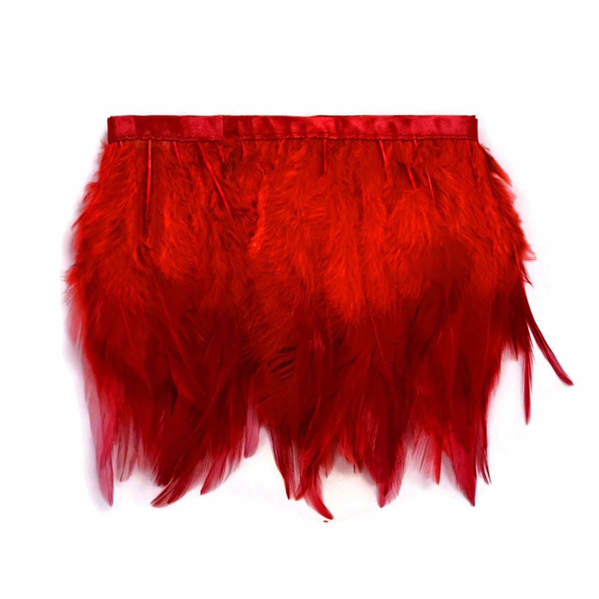 Rooster Feather Fringe for Costume - Red