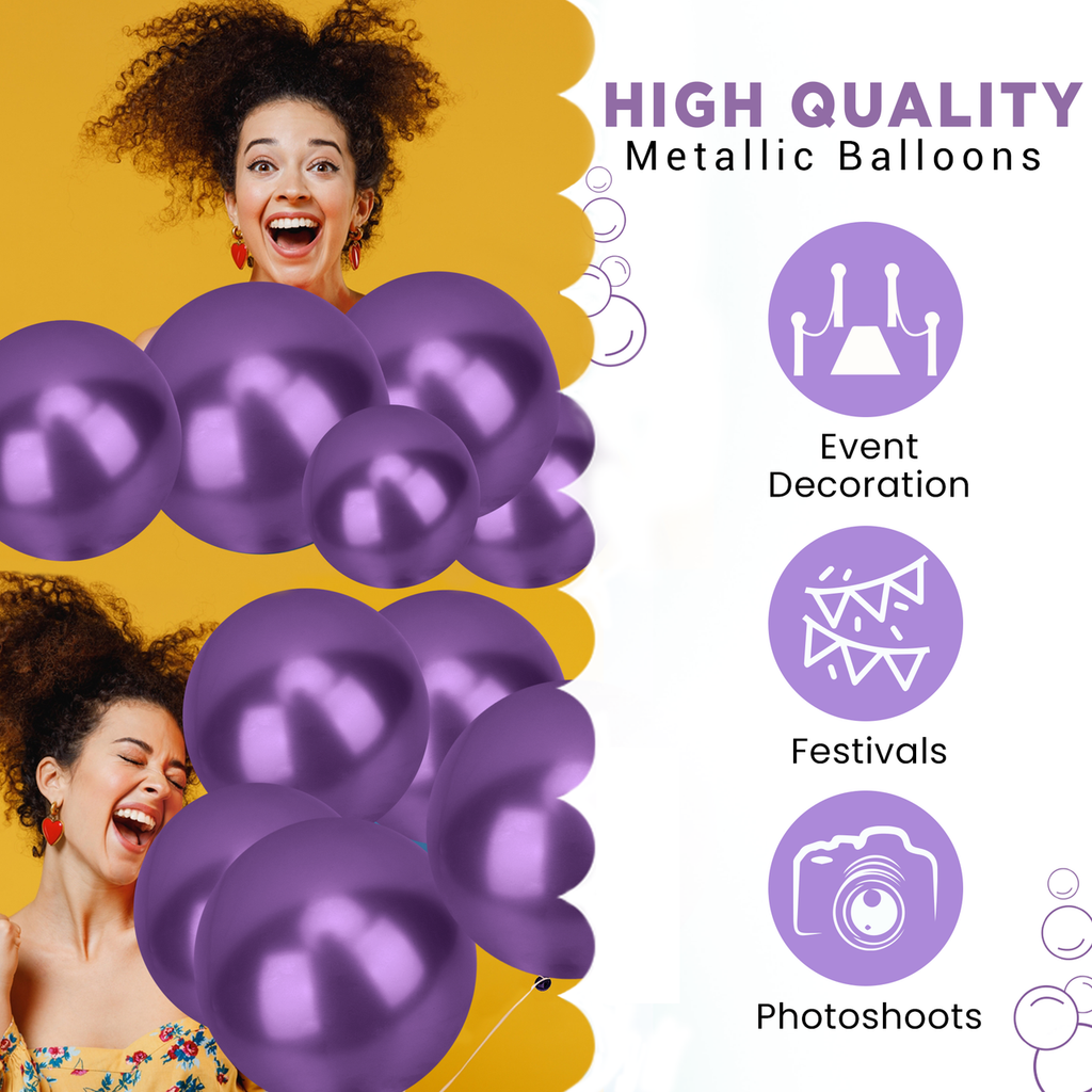 Metallic Shiny Balloons - Purple