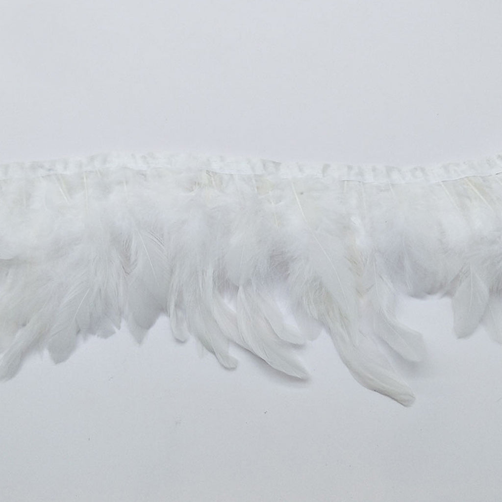 Rooster Feather Fringe for Costume - White