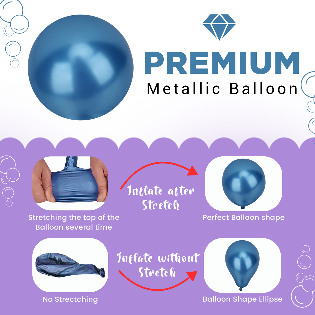 Metallic Shiny Balloons - Blue