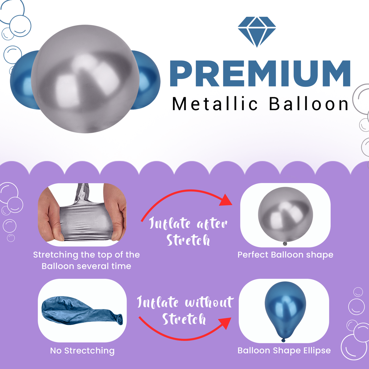 Metallic Shiny Balloons - Blue & Silver