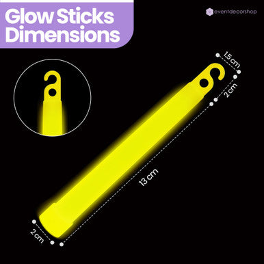6" Premium Neon Glow Sticks (Pack of 25) - Yellow