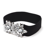 Diamante Motif Belt - Rose Flower - Silver