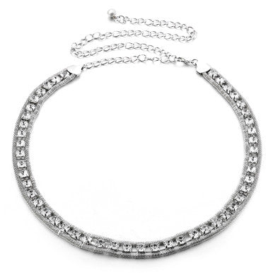 Waist Belt with Large Diamante - Silver