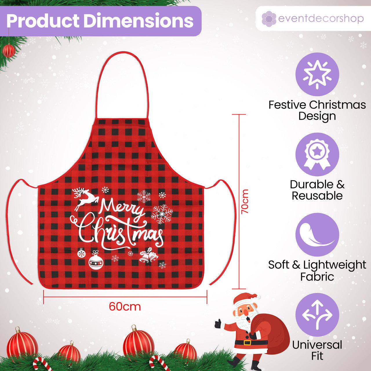 Unisex Christmas Apron for Adults – Buffalo Plaid Design