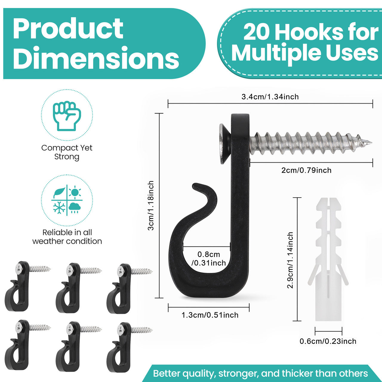 Q Hanger Screw Hooks - Black