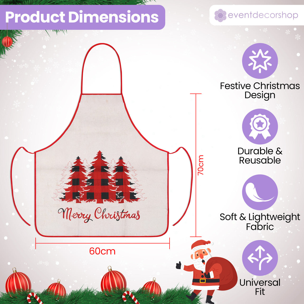 Unisex Christmas Apron for Adults - Red and Black Plaid Design