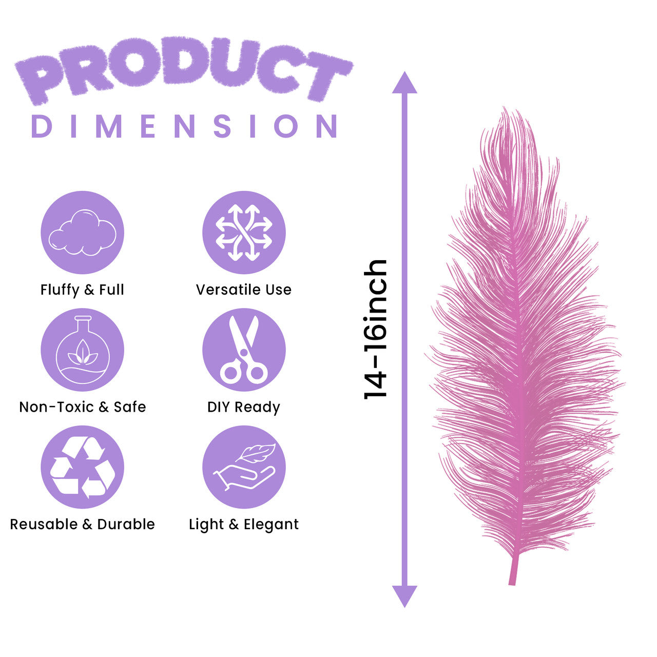 35-40cm Loose Ostrich Feathers, 5pcs - Baby Pink