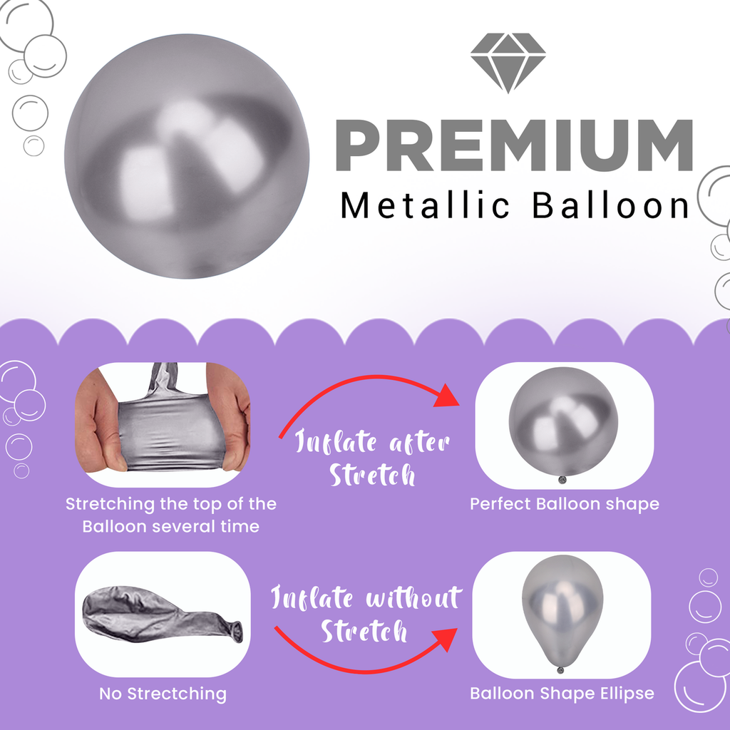 Metallic Shiny Balloons - Silver