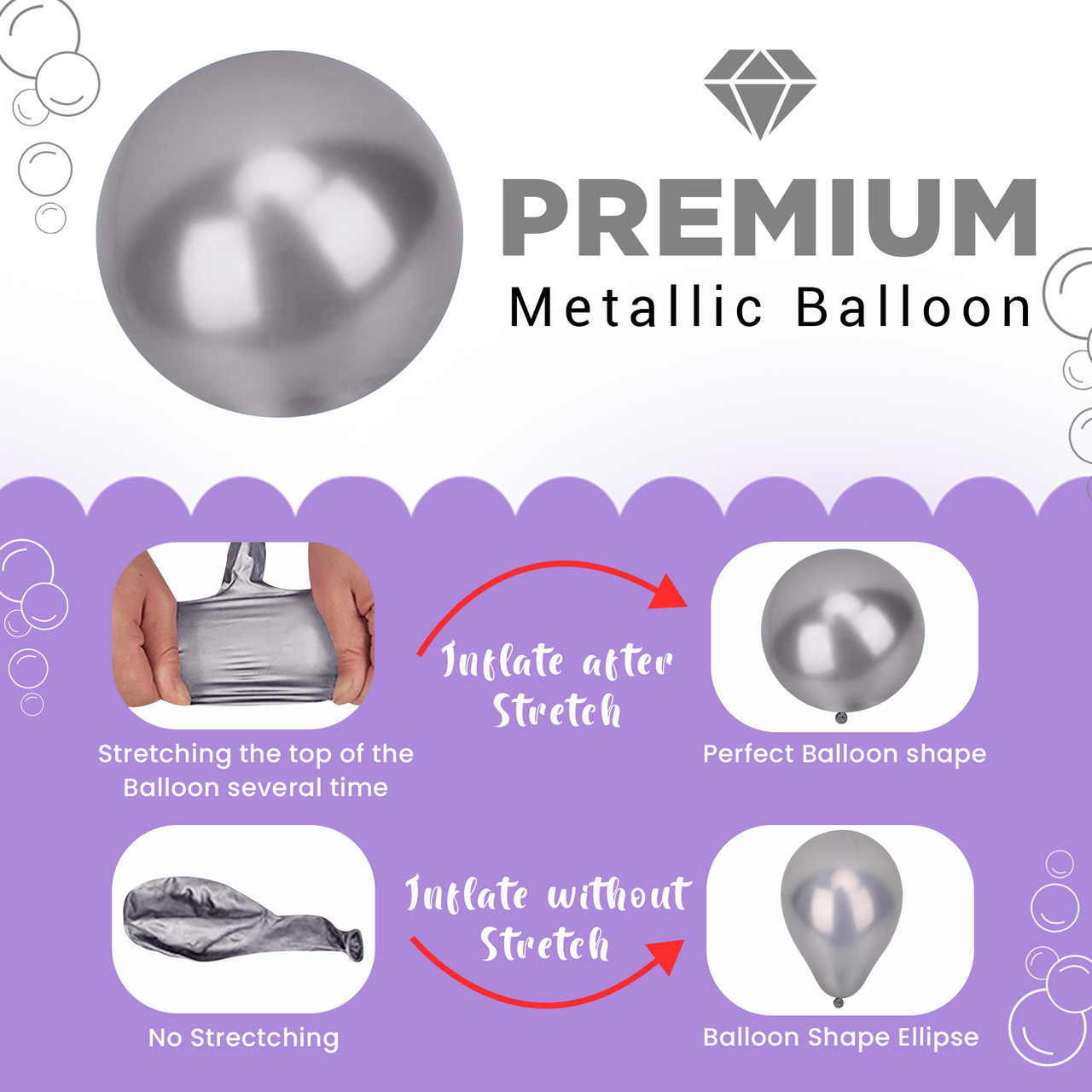 Metallic Shiny Balloons - Silver