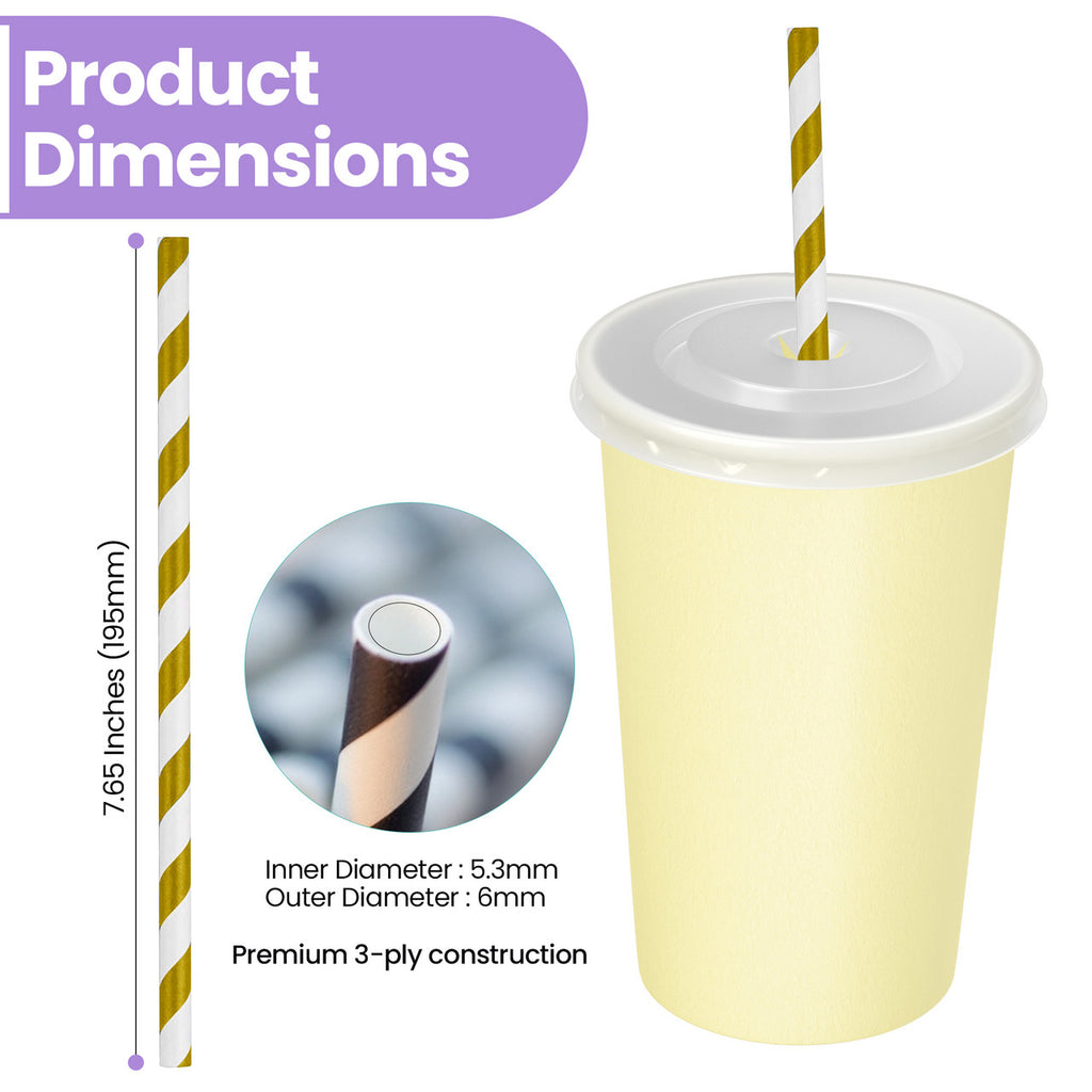 Gold & White Biodegradable Paper Straws