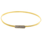 Thin Diamante Stretch Belt - Gold