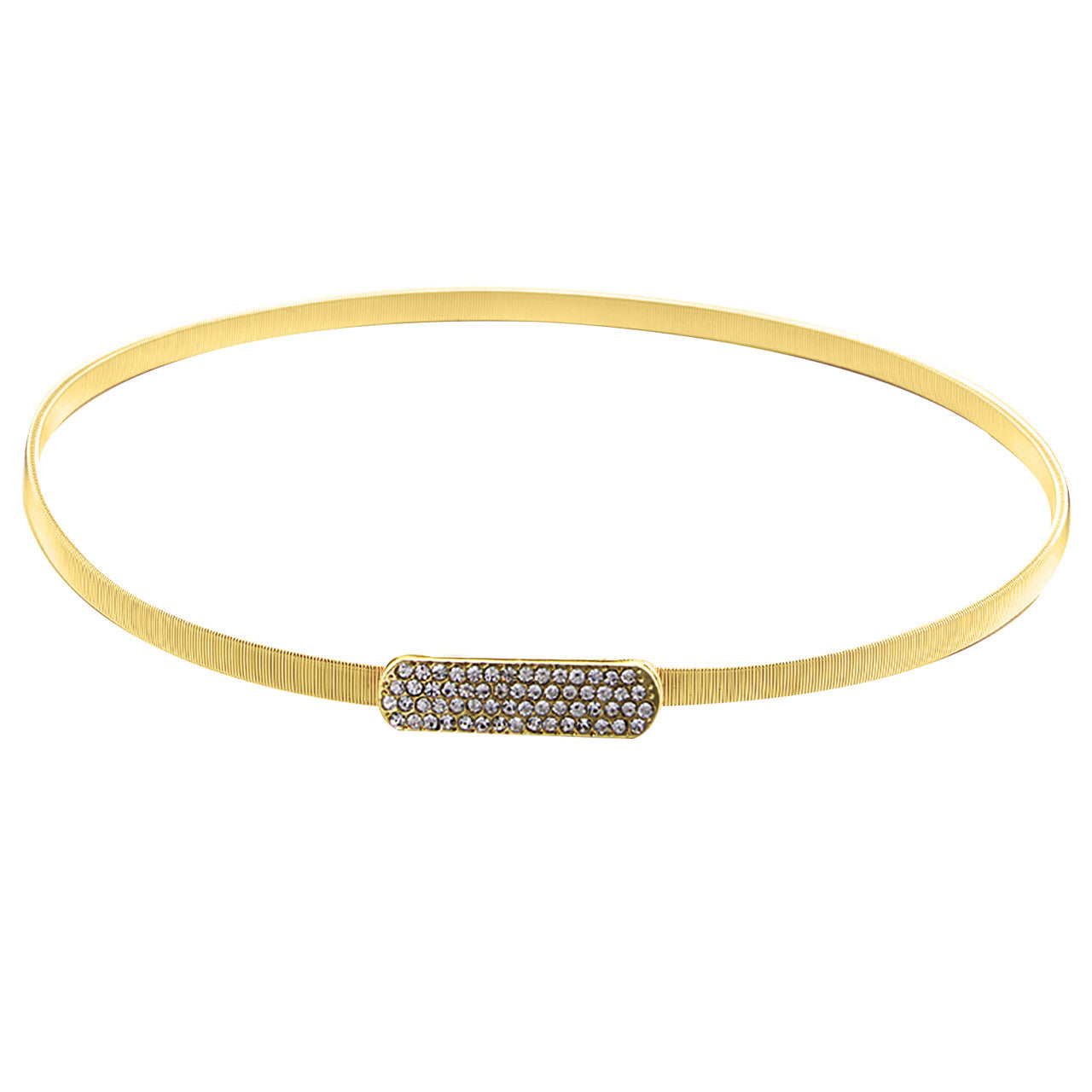 Thin Diamante Stretch Belt - Gold