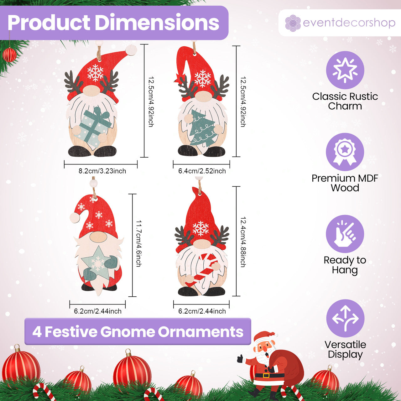 Wooden Nordic Gnome Christmas Hanging Signs