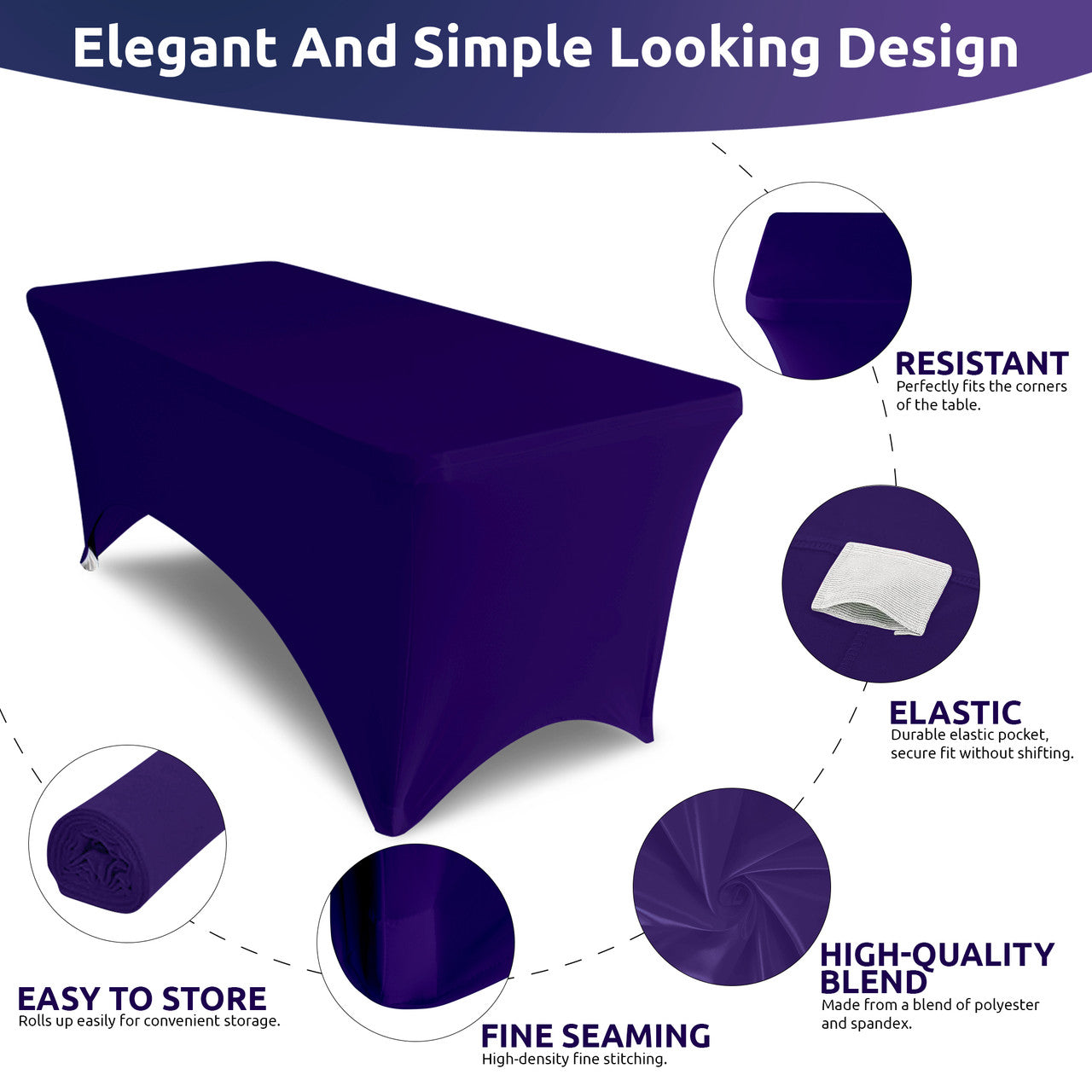 Rectangular Spandex Tablecloth - Dark Purple