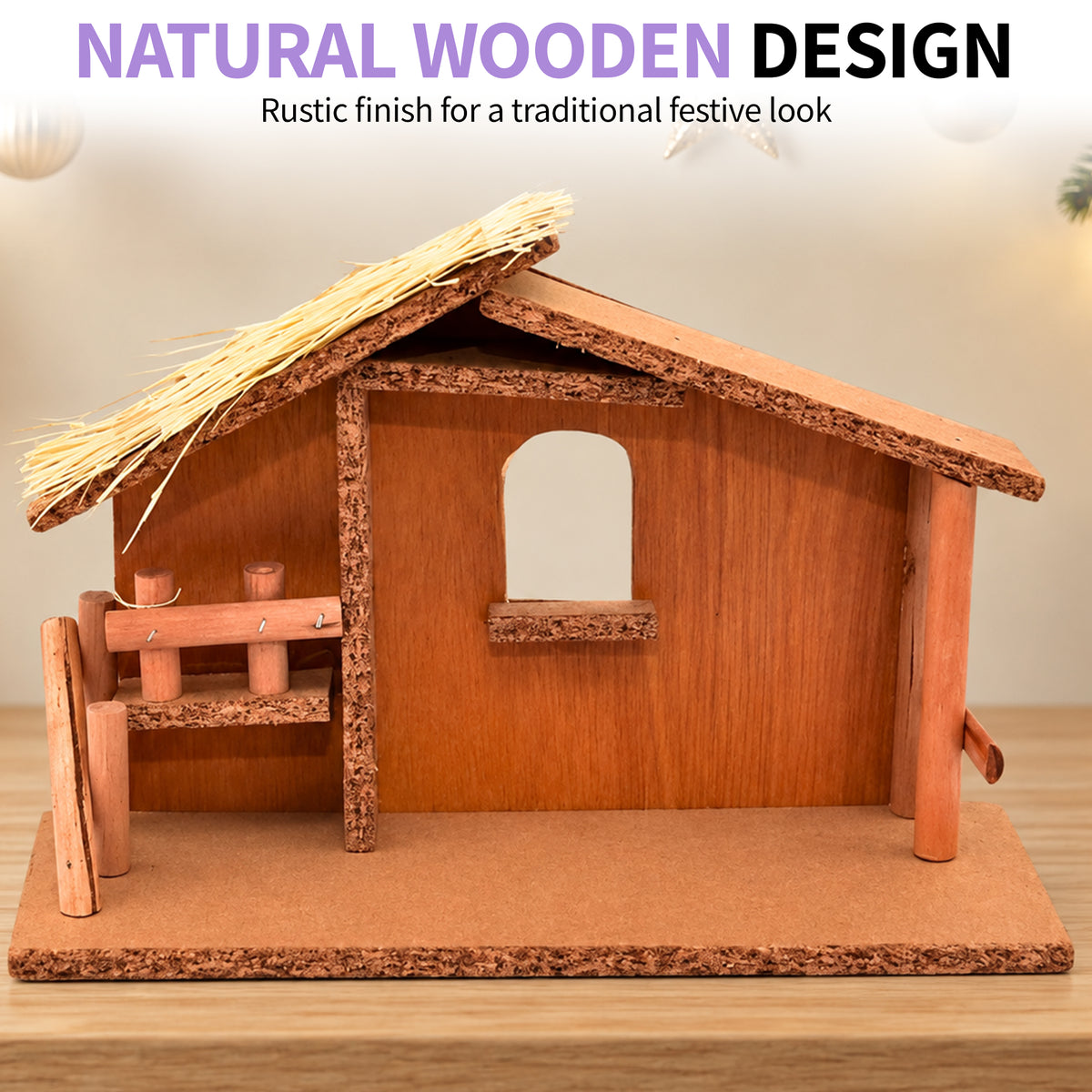 Wood Nativity Stable - Small