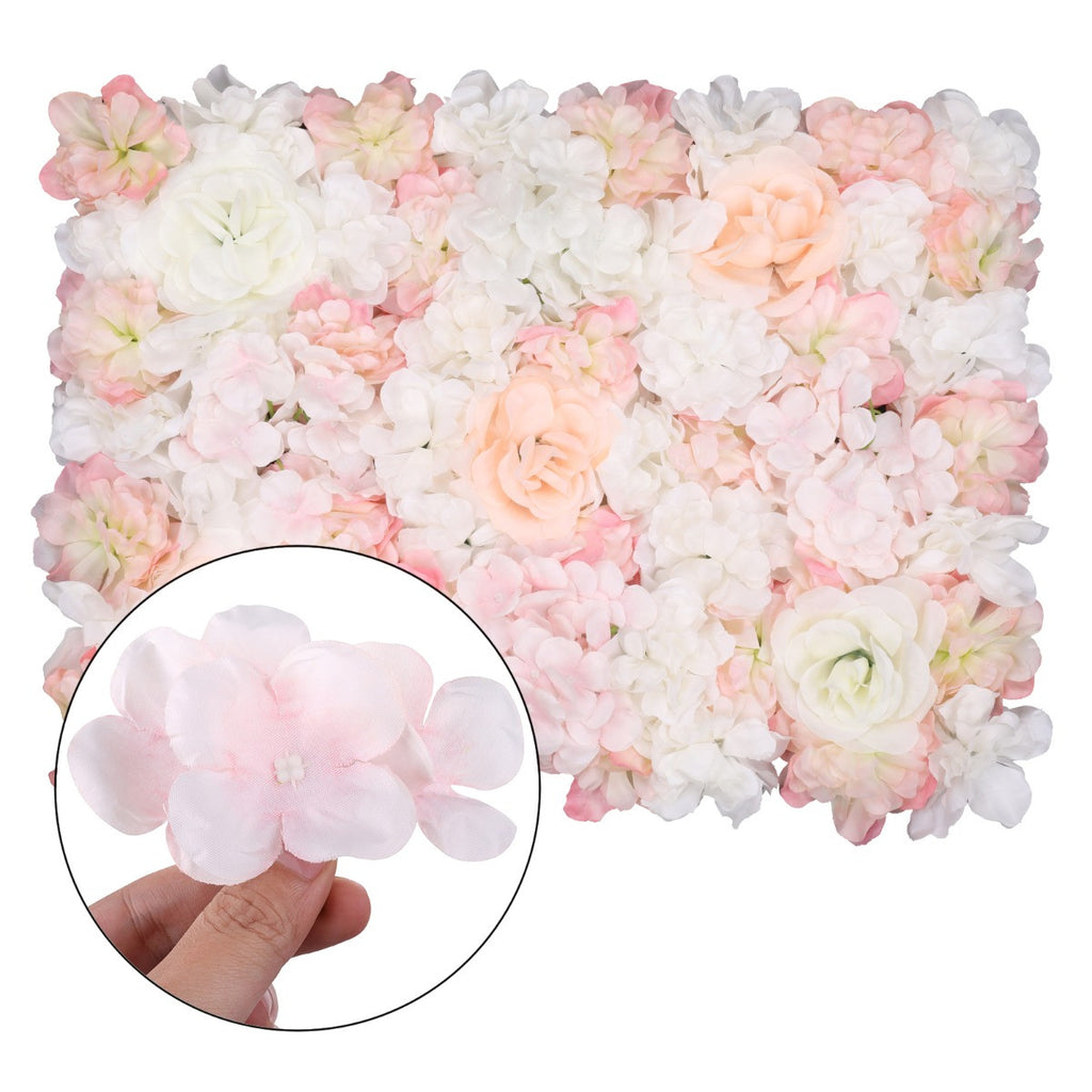 Hydrangea Artificial Flower Wall Panel 60cm x 40cm - Champagne & White