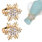 Snowflake Napkin Rings with Diamante – Christmas Table Décor - Gold