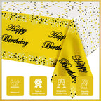 Gold Happy Birthday Printed Foil Tablecloth