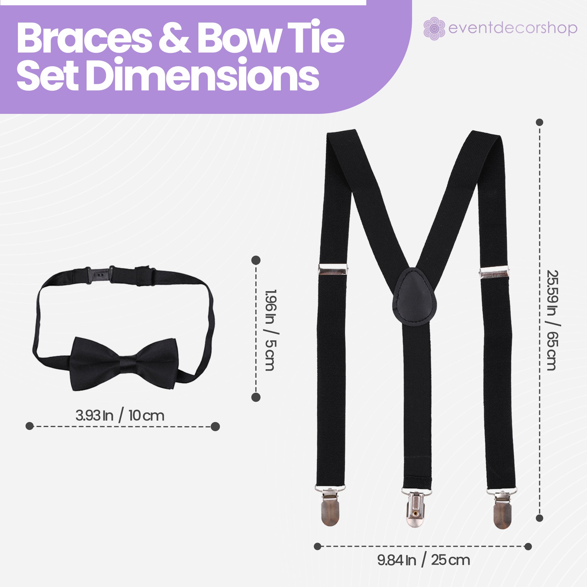 Kids Braces with Bow Tie - 25mm - Black