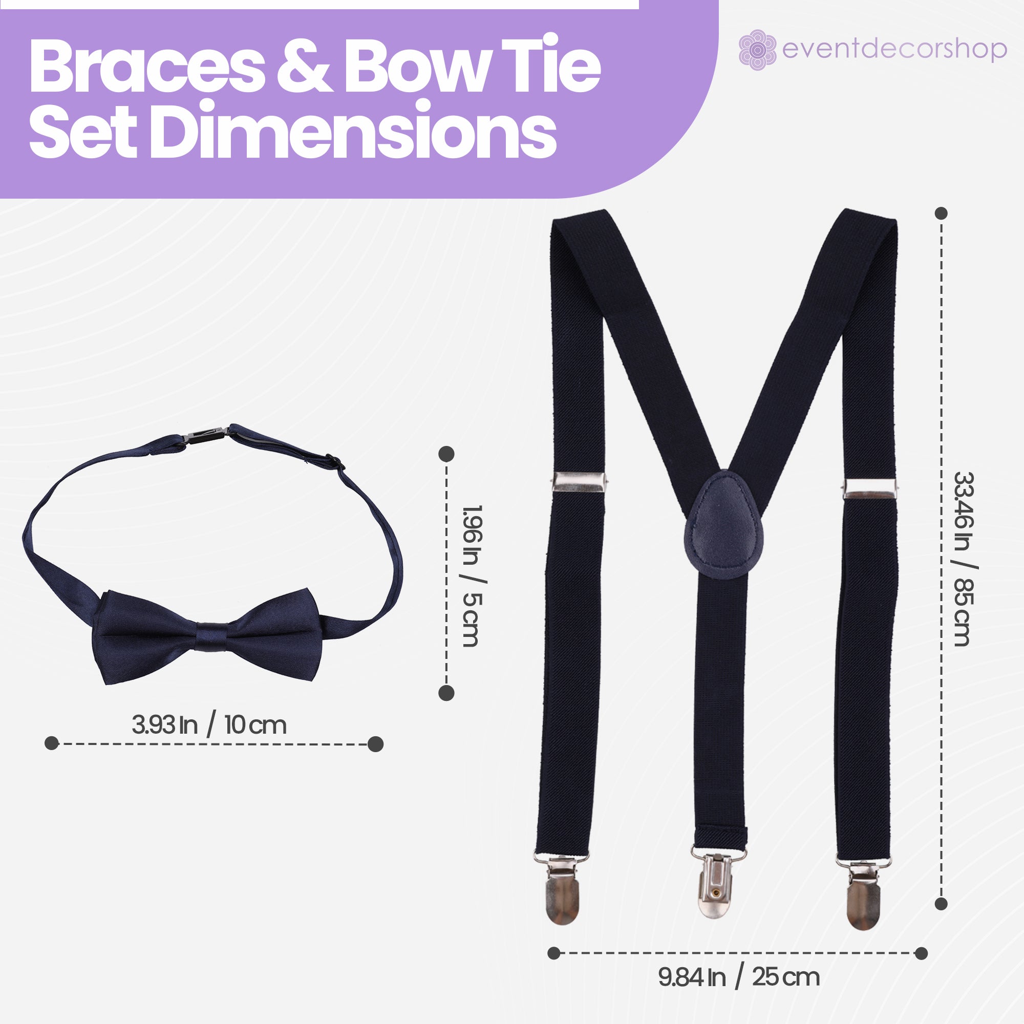 Kids Braces with Bow Tie - 25mm - Navy