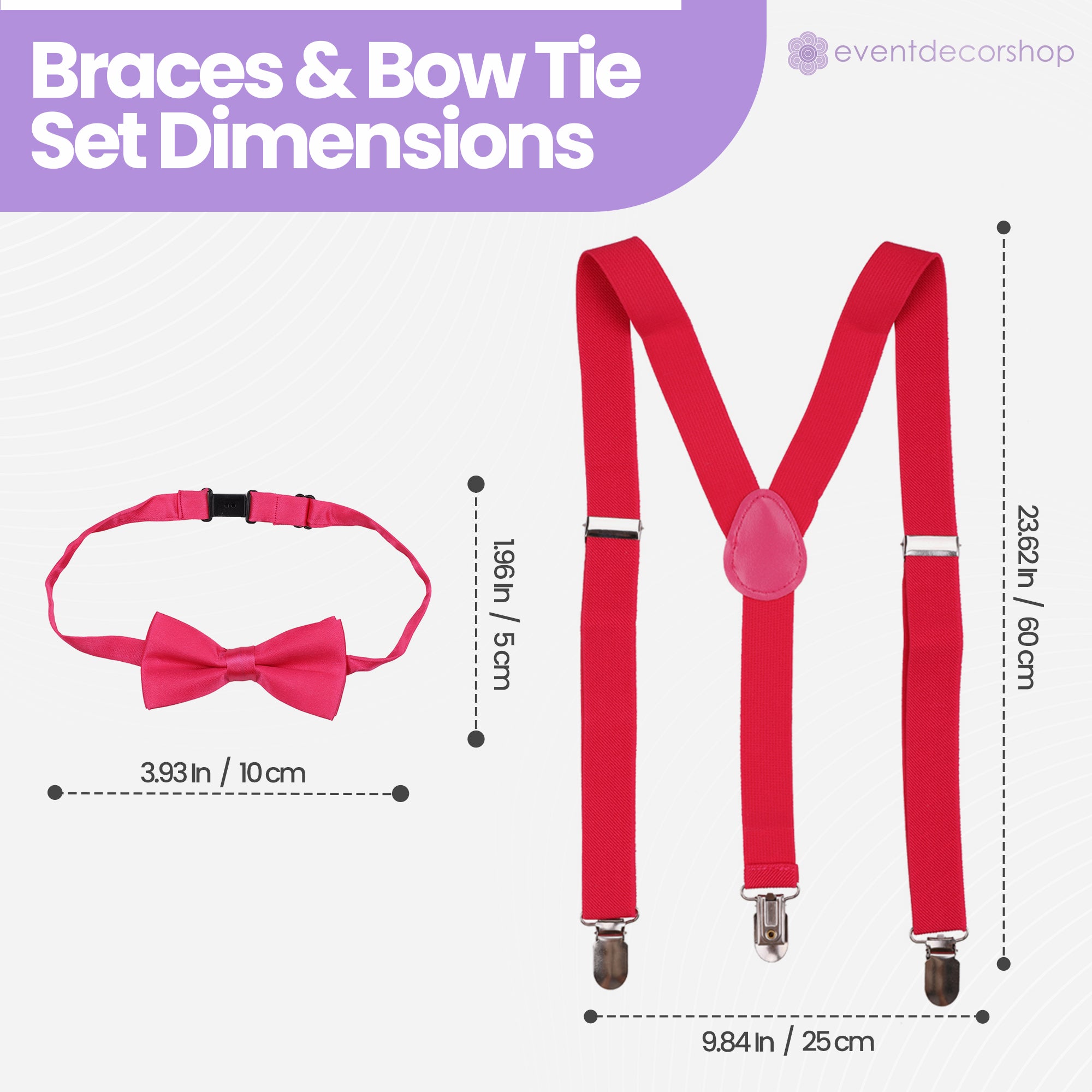 Kids Braces with Bow Tie - 25mm - Hot Pink