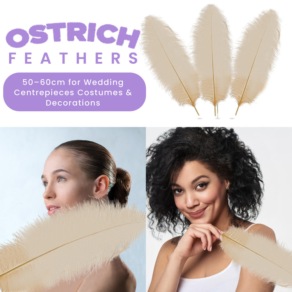 50-60cm Loose Ostrich Feathers, 5pcs - Gold