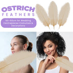 50-60cm Loose Ostrich Feathers, 5pcs - Gold