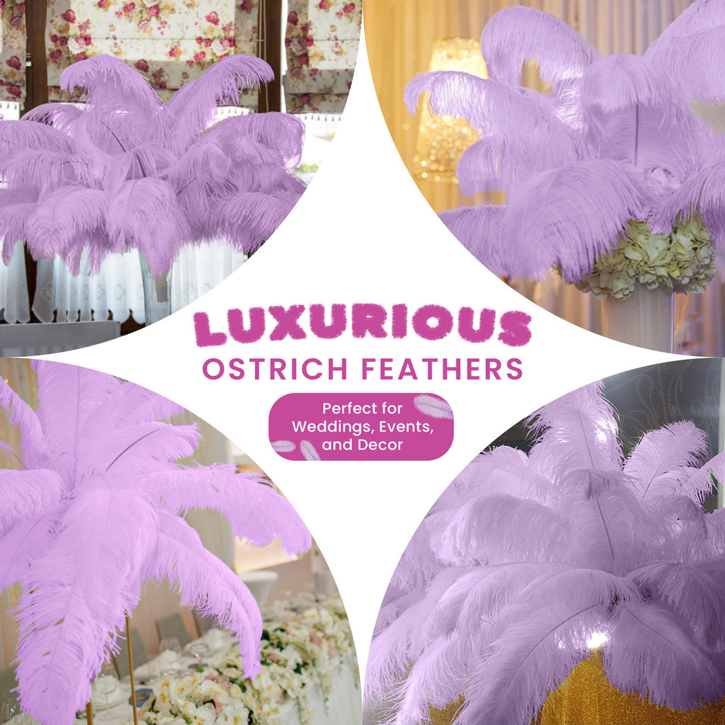 50-60cm Loose Ostrich Feathers, 5pcs - Lilac