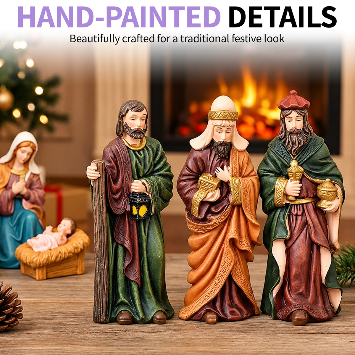 Set of 10 Resin Nativity Figures