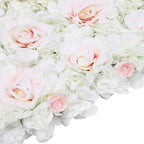 Hydrangea Artificial Flower Wall Panel 60cm x 40cm - White, Green, Pink & Velvet Rose x 12