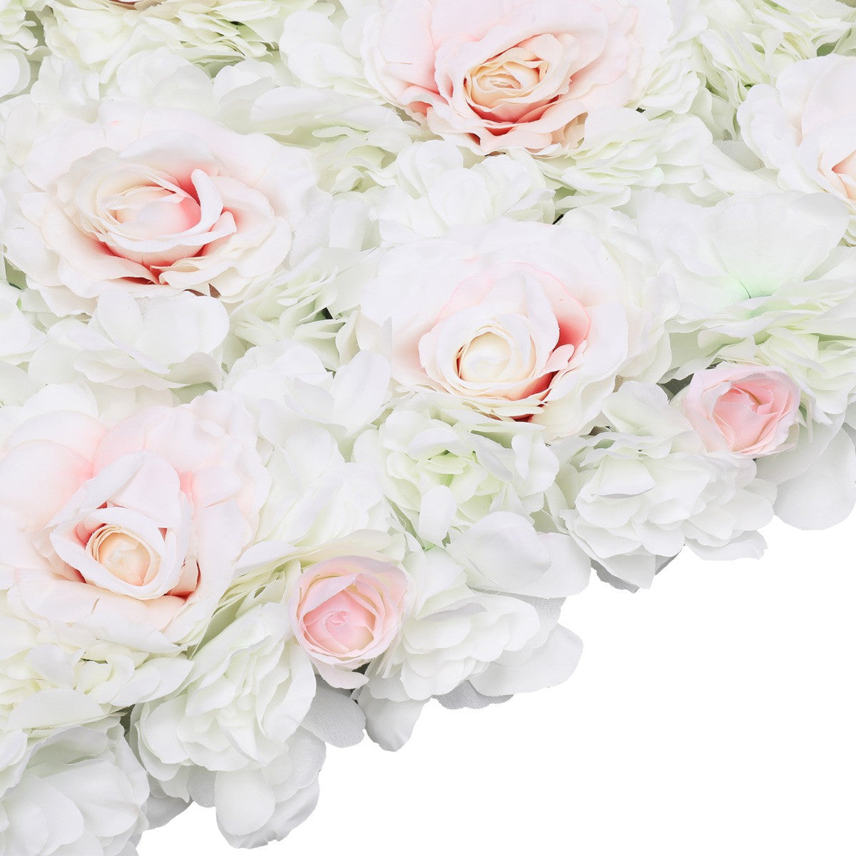 Hydrangea Artificial Flower Wall Panel 60cm x 40cm - White, Green, Pink & Velvet Rose x 12