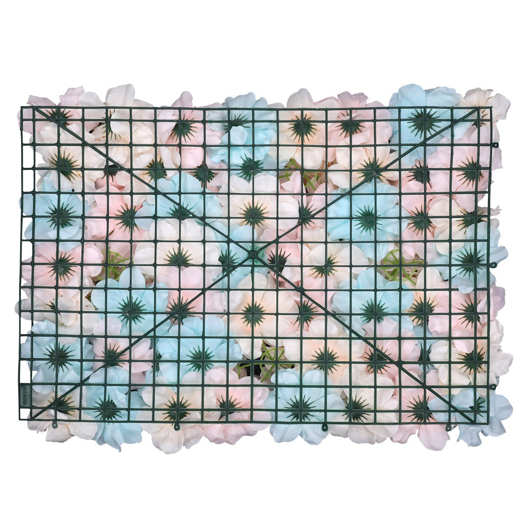 Hydrangea Artificial Flower Wall Panel 60cm x 40cm - Blue & Pink