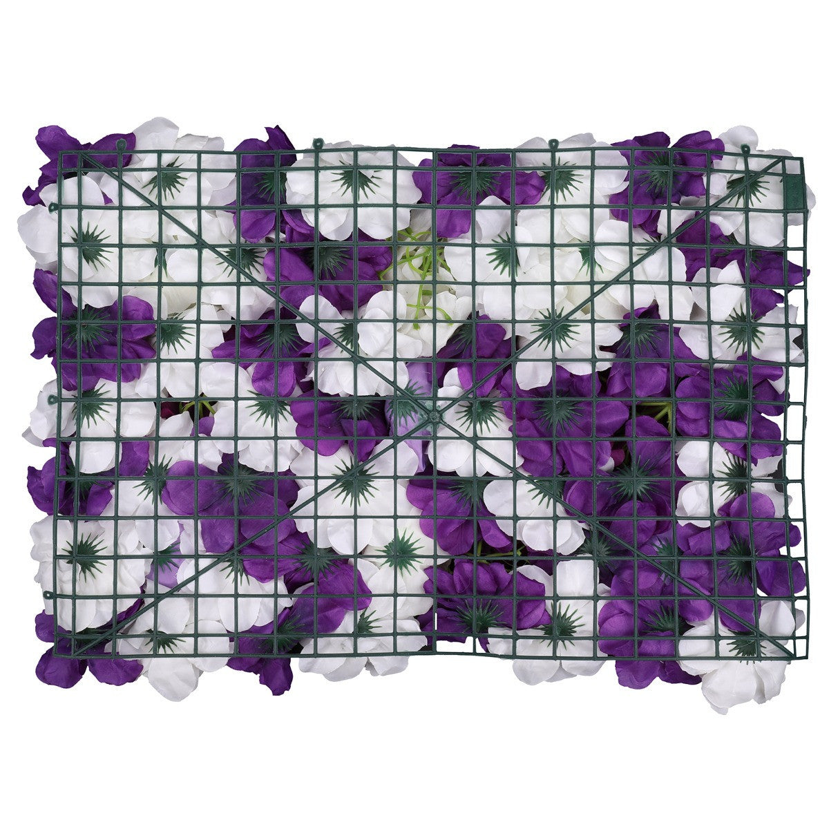 Hydrangea Artificial Flower Wall Panel 60cm x 40cm - Dark Purple & White x 12