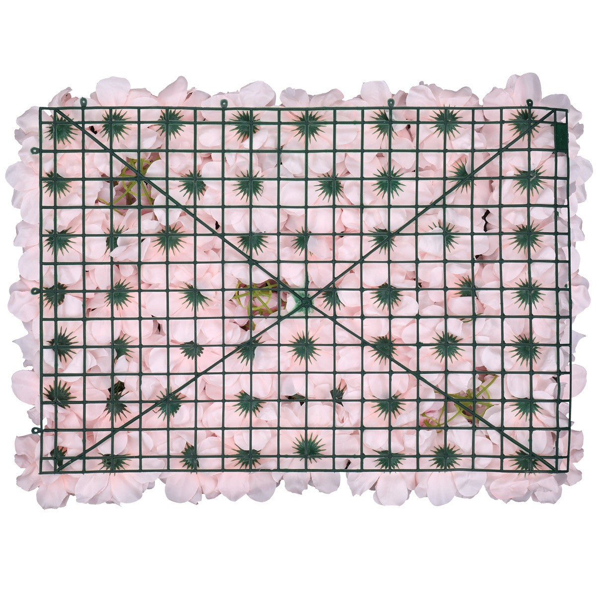 Hydrangea Artificial Flower Wall Panel 60cm x 40cm - Baby Pink with Leaves