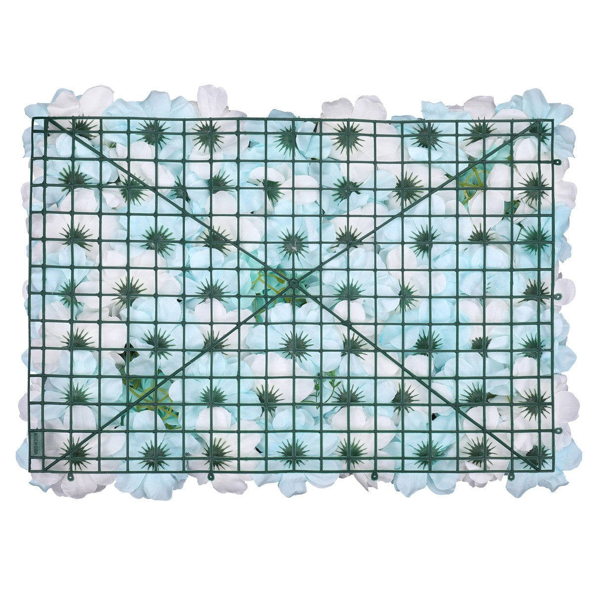 Hydrangea Artificial Flower Wall Panel 60cm x 40cm - Tiffany Blue with Leaves