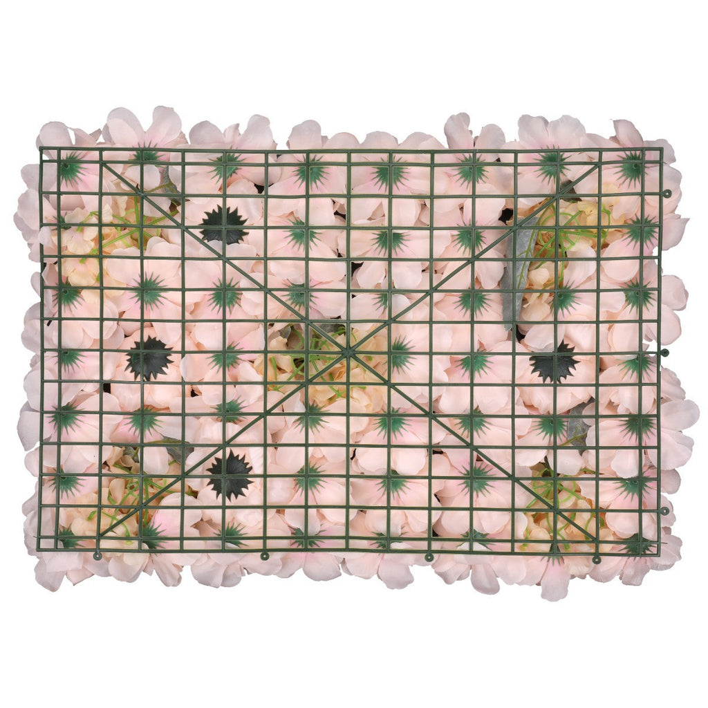 Hydrangea Artificial Flower Wall Panel 60cm x 40cm - Champagne with Leaves x 12
