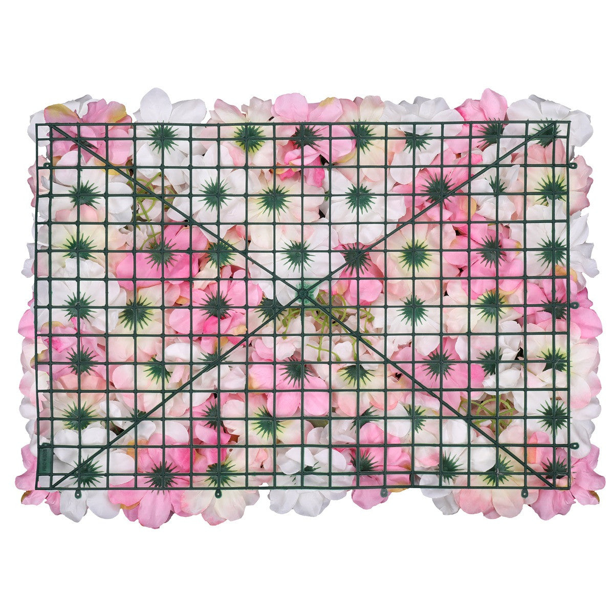 Hydrangea Artificial Flower Wall Panel 60cm x 40cm - Pink & Peach with Leaves