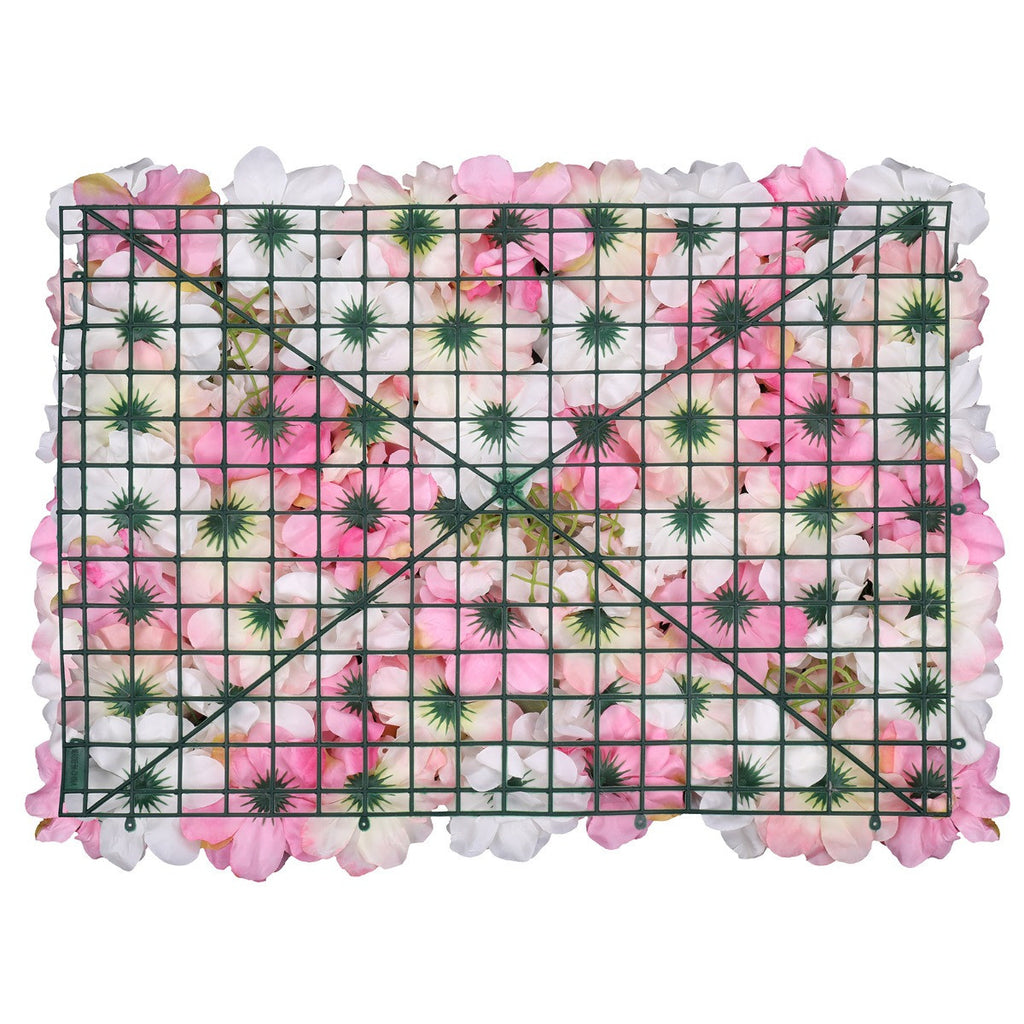 Hydrangea Artificial Flower Wall Panel 60cm x 40cm - Pink & Peach with Leaves x 12